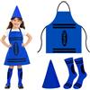 Arglfty Vestito Halloween Bambino Bambina, 3 Pezzi Costume Da Pastello Con Crayon Grembiule, Cappello Conico e Calzini a Righe, Costumi Halloween Per Carnevale, Gruppo Giochi Di Ruolo, Festa a Tema