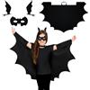 JSRHEEM Set Mantello da Pipistrello Halloween per Bambini - Mantello da Pipistrello + Maschera + Fermacapelli - Perfetto per Feste di Halloween Spaventose, Carnevale, Giochi di Ruolo(S)
