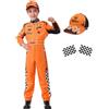 KUKIKUKI Costume da pilota di auto da corsa Ragazzi Tuta da pilota con berretto per auto Bambini Vestiti per Halloween