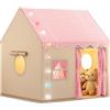 FREEAMG Tenda per Bambini Interno, Tenda da Gioco con Luci Decorative, Quadri Rosa