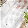 HITSLAM Tappetino Vasca Antiscivolo da Bagno, 101 x 40cm Lungo Tappetino Doccia Antiscivolo Senza BPA, Resistente alla Muffa e Lavabile in Lavatrice Tappetino Bagno, Morbido al Piede, Bianco