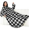 Winthome Coperta con Maniche - Coperta Pile Morbida e Calda, Plaid con Maniche con Velcro, Coperta Indossabile per Regalo Natalizio Donna Uomo, Risparmia Costi di Riscaldamento (Plaid 2,140x180cm)