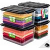 BAKAJI Set 4 Pezzi Contenitori con Coperchio e Ruote, Storage Box per Archiviazione Multiuso Giocattoli, Vestiti, Attrezzi, Accessori, Organizer Capiente e Robusto, Portaoggetti Stoccaggio