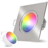 linovum Faretto da incasso a soffitto con modulo RGB Smart LED sostituibile, compatibile con Alexa & Google Home - Faretto da incasso WLAN quadrato spazzolato