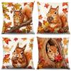 ZJILIXIA 4 Pezzi Federe per Cuscini Autunno 40x40cm,Autunnale Gettare Decorativo Caso Federa Cuscino,Giorno Del Ringraziamento Federe per Cuscini Divano,Federa per Cuscino in Lino,Per Divano Decorazione (E)