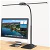 EppieBasic Lampada da Scrivania LED Doppia Testa con Base per Ufficio | Lampada da tavolo regolabile con luce dimmerabile, protezione occhi per monitor PC, illuminazione per studio e casa Nero