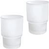 RHNTGD Set di 2 coppette di ricambio in vetro per bicchieri porta spazzolino, Cup di ricambio da parete con supporto per toothbrush Holder Mouthwash Cup per accessori da bagno