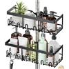 HouseUp Mensola Doccia, Per Asta Doccia da 18 mm a 25 mm, SUS 304 acciaio inox, Porta Shampoo con Gancio(Nero)