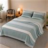Morbella Home Set Completo Lenzuola Matrimoniale 4 pezzi in Cotone Ricco Soft-Touch, 4 stagioni - Alta Grammatura 130 gr/mq, Traspirante e Ultra Morbido, Stiratura Facile (Verde Salvia a Righe)