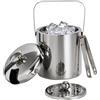Scinouakpy 1.3L Secchiello per Ghiaccio in Acciaio Inox, Secchiello Ghiaccio a Doppia Parete, Porta Ghiaccio con Coperchio, Pinze e Colino, Secchiello per Champagne, Vino e Birra per Bar e Feste