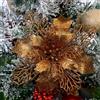 Anevous 6 fiori di Natale con glitter e fiori artificiali, decorazione per albero di Natale, decorazione per matrimoni, 9 cm, bronzo