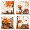 ZJILIXIA 4 Pezzi Federe per Cuscini Autunno 40x40cm,Autunnale Gettare Decorativo Caso Federa Cuscino,Giorno Del Ringraziamento Federe per Cuscini Divano,Federa per Cuscino in Lino,Per Divano Decorazione (F)
