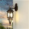 Licht-Erlebnisse Applique rustico Brest vintage color bronzo anticato a forma di lanterna E27 IP23, lampada retro per giardino, viali di ingresso e terrazzi