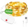 AdalyRoma Mini catena luminosa ricaricabile, 5 m, 50 LED, bianco caldo