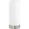 EGLO lampada da tavolo Pasteri, lampada da tavolo in tessuto a 1 | fiamma, lampada da comodino in acciaio e tessuto, colore: nichel opaco, bianco, attacco: E27, con touch, altezza: 22,5 cm