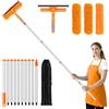 Venuso Kit Lavavetri da 3,7 m con Asta Telescopica, Lavavetri 2 in 1 con Tergivetro e Panno in Microfibra, Pulizia Finestre Alte, Lucernari, Pannelli Solari e Auto