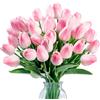 Sggvecsy 15 tulipani artificiali, realistici al tatto, in poliuretano, per matrimoni, bouquet primaverili, composizioni floreali, casa, feste, ufficio, decorazioni per festa della mamma (rosa chiaro)