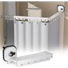 WAIMDIKUL Tenda da doccia pieghevole senza fori, con asta per tenda da doccia, forte ventosa per bagno, con funzione di regolazione dell'angolo, a forma di L/U, impermeabile, 5 pieghe, bianco