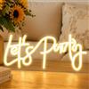 FANSANMY Let's Party Insegna Neon LED, dimmerabile, USB per Feste | Dimensioni 42x19cm, luce calda, facile da appendere, per club, bar, feste, regali