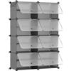 HOOBRO Scarpiera, Scaffale Portascarpe a 8 Scomparti, con Sportello, Scaffale Componibile in Plastica, Scomparto di 40 x 30 x 30 cm, per Corridoio, Portico, Grigio e Semitrasparente EGW28SC01