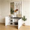PerGar Set di appendiabiti da corridoio con panchina e specchio, armadio con scarpiera, 4 ganci, scarpiera da parete, ingresso, corridoio, 100 x 40 x 180 cm, bianco