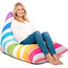 Gohytal Fodera per poltrona a sacco (senza imbottitura), contenitore per animali di peluche, senza imbottitura, fodera per pouf e organizer per peluche (strisce colorate)