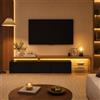 Yeutre Mobile TV da 200 cm con illuminazione a LED, mobile TV da salotto moderno, tavolo TV con 3 ante e ripiani in vetro, mobile TV per soggiorno e camera da letto, 200 x 39 x 42 cm