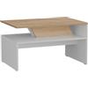 Vicco Tavolino da salotto Arden, Bianco/Artisan, 80 x 52.6 cm | con vano portaoggetti sotto il piano del tavolo per la conservazione