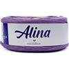 Woolove - Alina - FIlato Misto cotone acrilico gomitolo Yarn Cake effetto degrade certificato Oeko-Tex Standard 100 per Ferri/uncinetto: 3.00/4.00 Lilla/Giallo 1pz 250 gr