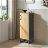 [en.casa] Mobile da Terra con Anta in Bambù e Ripiani Armadietto Multiuso da Bagno con 3 Scomparti Vani Chiusi Base in Metallo per Ingresso Cucina 90 x 30 x 30 cm - Grigio Scuro/Naturale