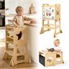 VEVOR Set Tavolo e Sedia Montessori per Svezzamento, Torre Apprendimento | con Lavagna, Multifunzioni 4 in 1, in Legno, per Bagno e Bancone Cucina Divertimento Attività Bambini in Fase di Crescita