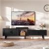 Yeutre Mobile TV allungabile 146-180 cm di lunghezza con 2 ante e 2 cassetti in rattan, mobile soggiorno in legno per televisori fino a 75 pollici, tavolo TV per soggiorno e camera da letto (nero, 146-180 cm