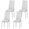 DEWINNER Sedia da pranzo nordica (set da 4), design ergonomico, gambe in metallo, imbottita vintage, sedia da cucina casual con cuciture, bianco