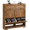 Xbro Scarpiera Salvaspazio Slim da Ingresso in Legno con 4 Ante a Ribalta e 2 Cassetti Superiori, Ripiano Regolabile su 2 Livelli, Mobile Scarpiera 95x24x101 cm, Colore Legno Rétro