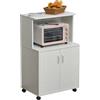 HOMCOM Mobile cucina, armadietto microonde, ruote bloccabili, bianco