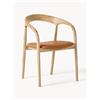 Westwing Collection Sedia in legno di frassino con cuscino in pelle Camille - Marrone, Beige