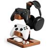 Yiomxhi Porta Cuffie Gaming e Supporto per Controller in Legno, Supporto Cuffie da Scrivania con Base di Stoccaggio, Controller Stand Organizer Accessori da Gioco