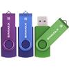 SIMMAX Chiavetta USB 3 pezzi 32GB Girevole Pendrive USB 2.0 Unità Memoria Flash (32GB Viola Blu Verde)