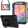 Gerutek Custodia Cover per Samsung Galaxy Tab A 10.1 2019 (SM-T510/T-515), Custodia Protettiva Antiurto con Supporto Rotante 360 e Cinghia Mano/Spalla Cover per Galaxy Tab A 10.1, Nero Nero