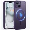 FNDMIL Magnetico Forte per iPhone 15 Plus Cover con Magnetica | Protezione Della Fotocamera, Antiurto Militare, Anti-Impronta Antigraffio, Custodia Sottile Traslucido Opaco, Viola
