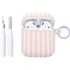 Reownest Custodia per AirPods 2/1 con kit di pulizia, design estetico in morbido TPU a righe, per ragazze e donne, antiurto, per AirPods 2/1, viola chiaro