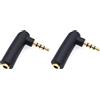 JZK 2 adattatori audio ad angolo retto da 3,5 mm, connettore Aux maschio-femmina a 90 gradi, prolunga jack stereo TRRS placcata in oro per cuffie, tablet, PC, lettore MP3, controller di gioco