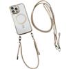 Emlivi Custodia magnetica per iPhone 12 con nastro, custodia trasparente con Mag-Safe sottile in silicone TPU con cordino per cellulare, custodia protettiva trasparente antiurto per iPhone 12, dorata