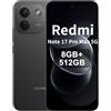 XIAOMI Redmi Note 17 Pro Max 5G,Smartphone 8G+512GB,6.83 1.5K AMOLED display,120Hz,9210mAh Silicon-Carbon Battery,50MP Main Camera,100W HyperCharge,Nero,Caricabatterie non incluso