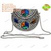 Fatto a mano Borsa a mano donna taglia piccola Meenakari Stone alla moda pochette in metal...