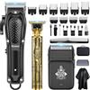 KEMEI Tagliacapelli Uomo Professionale, Macchinetta per Capelli Senza Fili, Regolabarba, Rasoio a Lamina, Kit Completo per Rasatura e Taglio di Capelli Elettrico