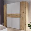 Forte Ginger Armadio 200 moderno con 4 ante e molti ripiani, ante girevoli/sospese, legno di quercia artisan/bianco, larghezza 200,1 cm, altezza 190,5 cm, profondità 61,6 cm