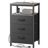 SONGMICS Comodino con Luci LED, Stazione di Ricarica, 3 Cassetti in Tessuto | Struttura in Acciaio, Ripiano Aperto, 39,6 x 30 x 75,9 cm, Nero Inchiostro e Nero Ebano, Collezione BELLAH LGS303BH02