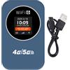 Gistuch Router Wi-Fi 4G portatile, hotspot Wi-Fi mobile per viaggi, campeggio, hotel, display LCD, batteria da 3000 mAh, supporta scheda SIM, versione asiatica, colore blu