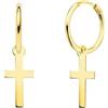 Inmaculada Romero IR Orecchini a cerchio con croce in oro 18k, 24 mm, cerchio da 12 mm, spessore 1,5 mm.